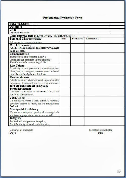 Performance Evaluation form Template Best Of Performance Rating form