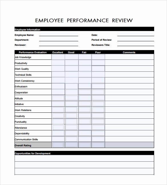 Performance Evaluation form Template Elegant 7 Employee Review Templates Pdf Doc