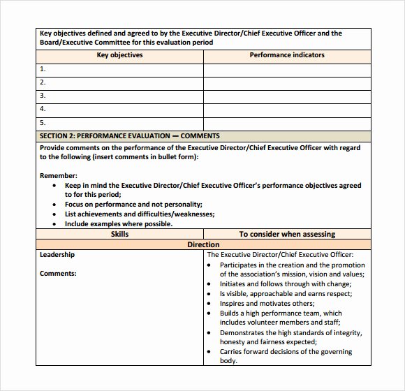 Performance Evaluation form Template Fresh Free 6 Manager Evaluation Samples In Pdf