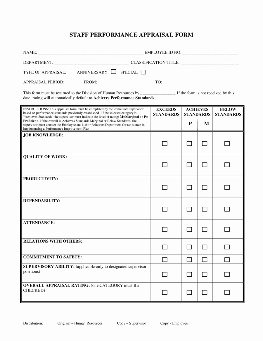 Performance Evaluation form Template New 2019 Employee Evaluation form Fillable Printable Pdf