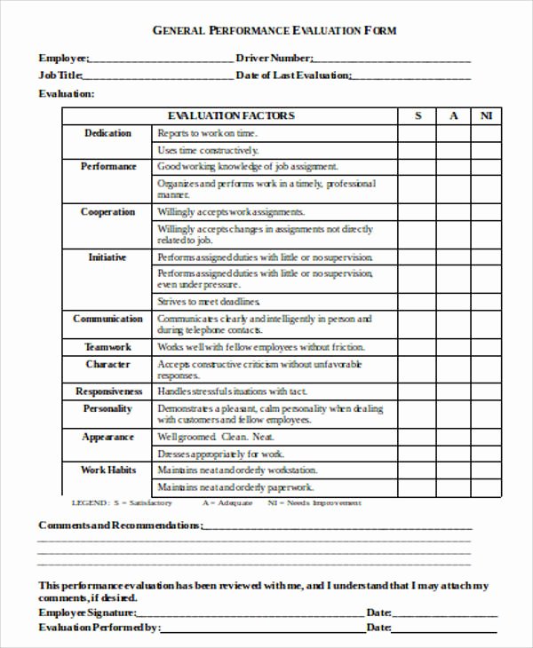 Performance Evaluation Template Word Awesome Sample Evaluation form In Word 12 Examples In Word