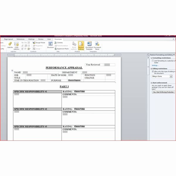 Performance Evaluation Template Word Elegant Free Downloadable Performance Appraisal form