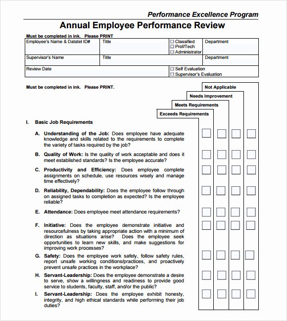 Performance Evaluation Template Word Elegant Performance Review Template 9 Download Free Documents