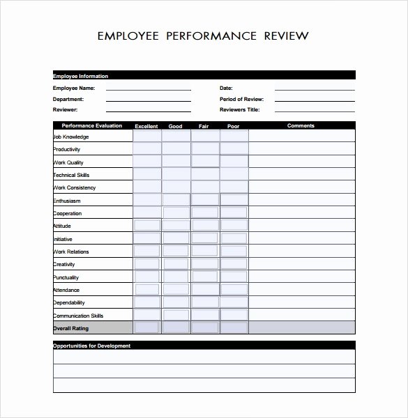 Performance Evaluation Template Word Elegant Sample Employee Performance Review Template 8 Documents