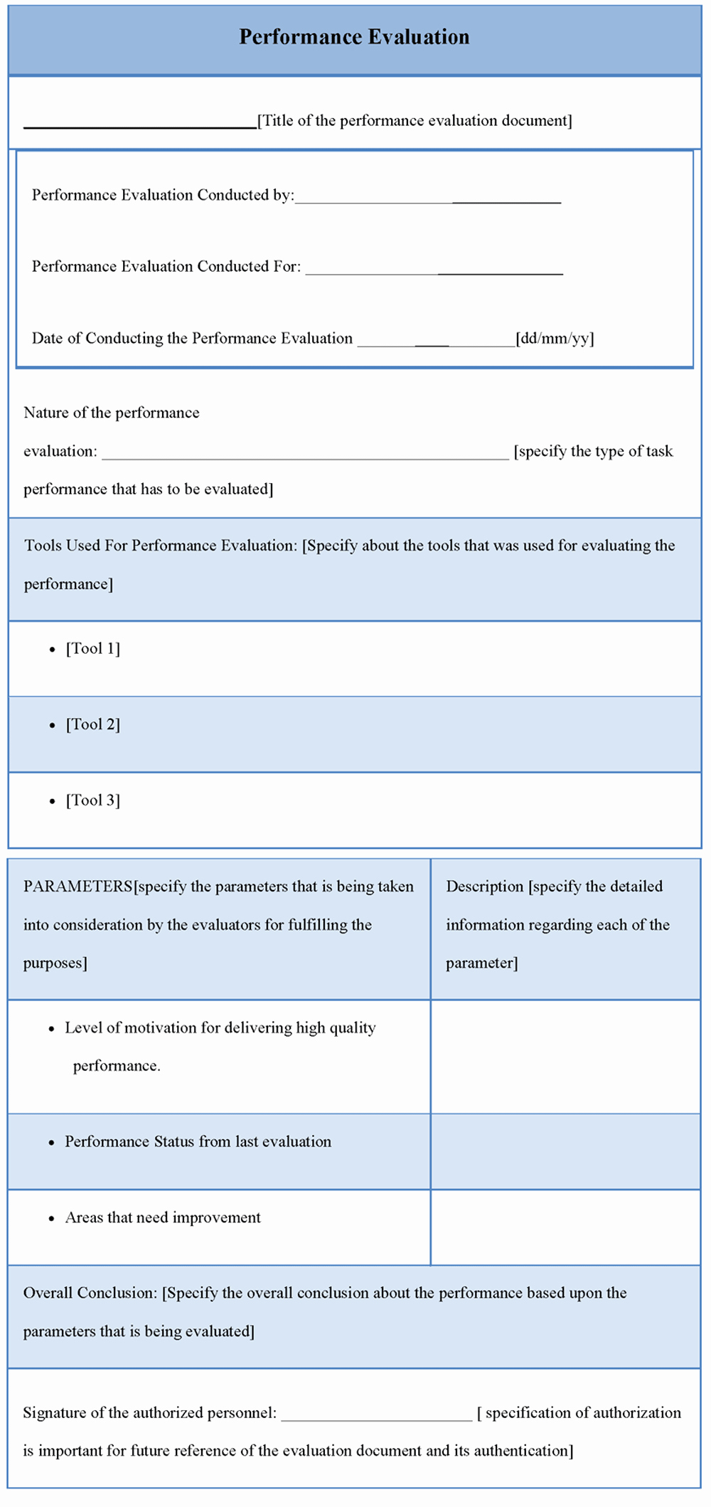 Performance Evaluation Template Word Fresh Evaluation Template for Performance Template Of