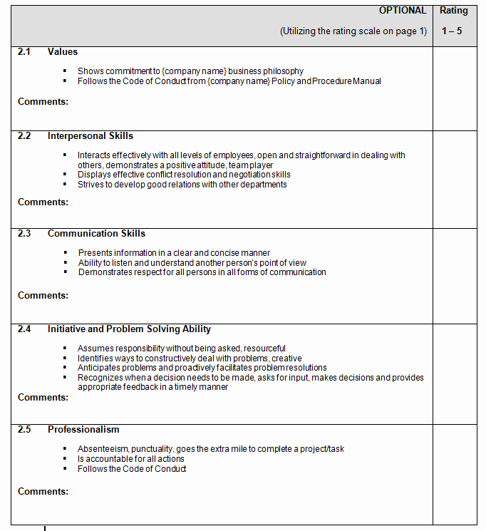 Performance Evaluation Template Word Lovely Performance Appraisal form Templates Word Excel Templates