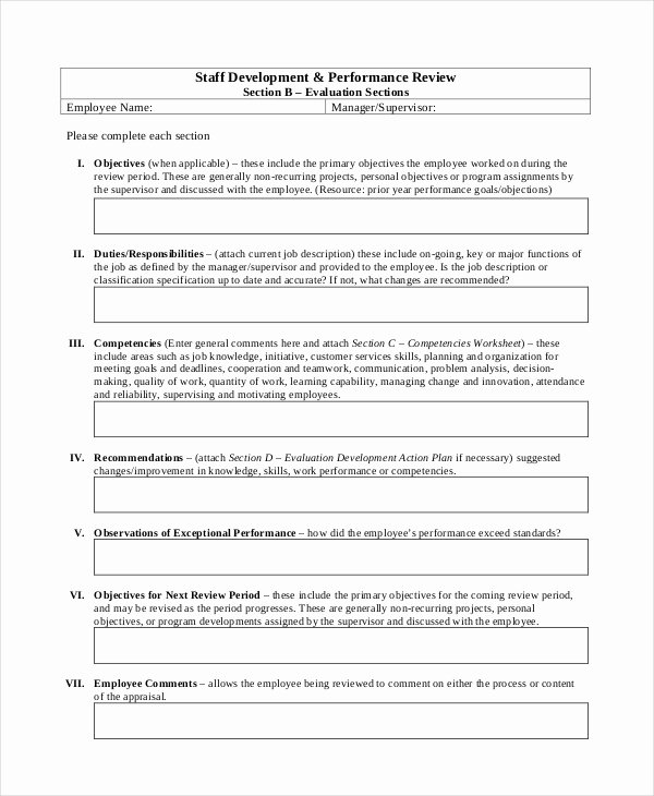 Performance Evaluation Template Word Lovely Performance Review Template 11 Free Word Pdf Documents