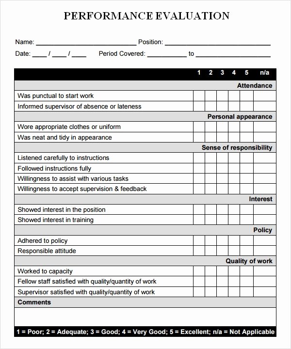 Performance Evaluation Template Word Unique Performance Evaluation 6 Free Download for Word Pdf