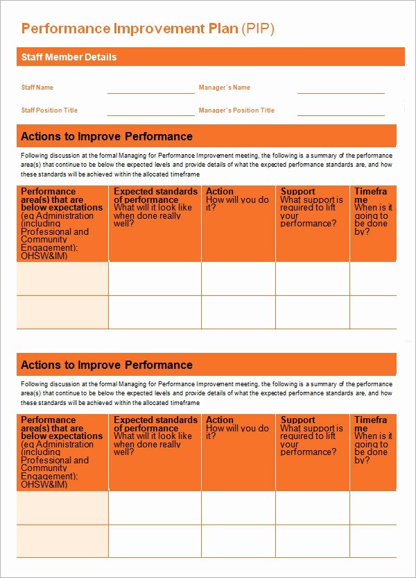 Performance Improvement Action Plan Template Best Of Free 11 Sample Performance Improvement Plan Templates In