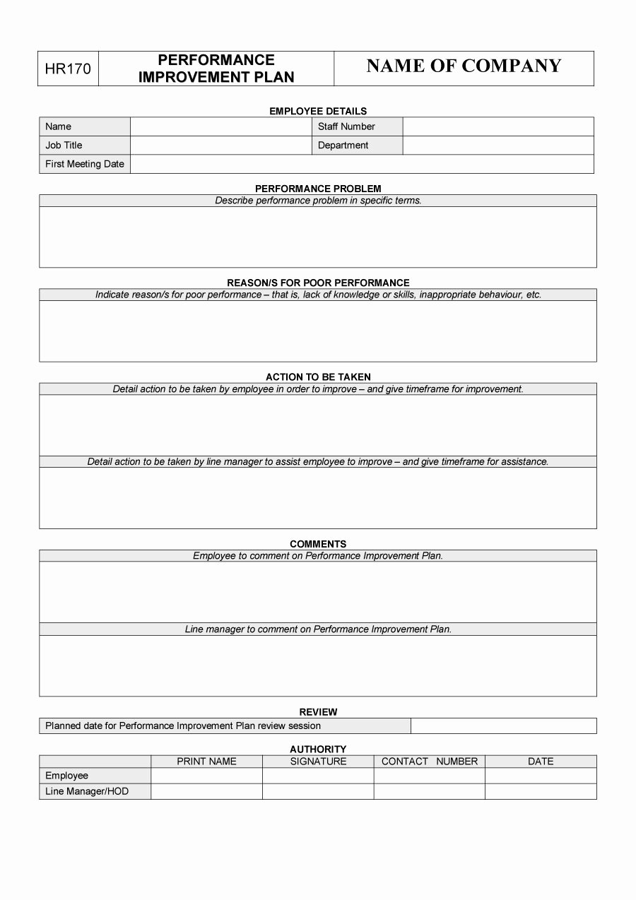 Performance Improvement Plan Template Excel Fresh 41 Free Performance Improvement Plan Templates &amp; Examples