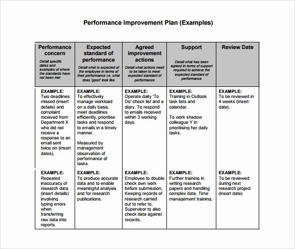 Performance Improvement Plan Template Excel Fresh Employee Performance Improvement Plan Worksheet Employee