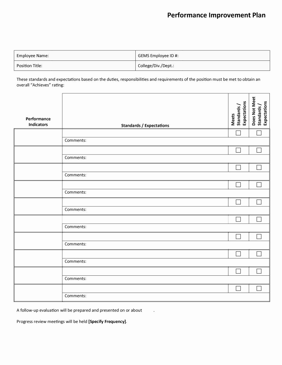 Performance Improvement Plan Template Word Elegant 41 Free Performance Improvement Plan Templates &amp; Examples