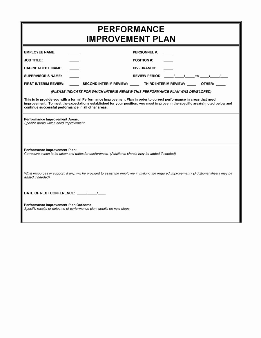 Performance Improvement Plan Template Word Unique 40 Performance Improvement Plan Templates &amp; Examples