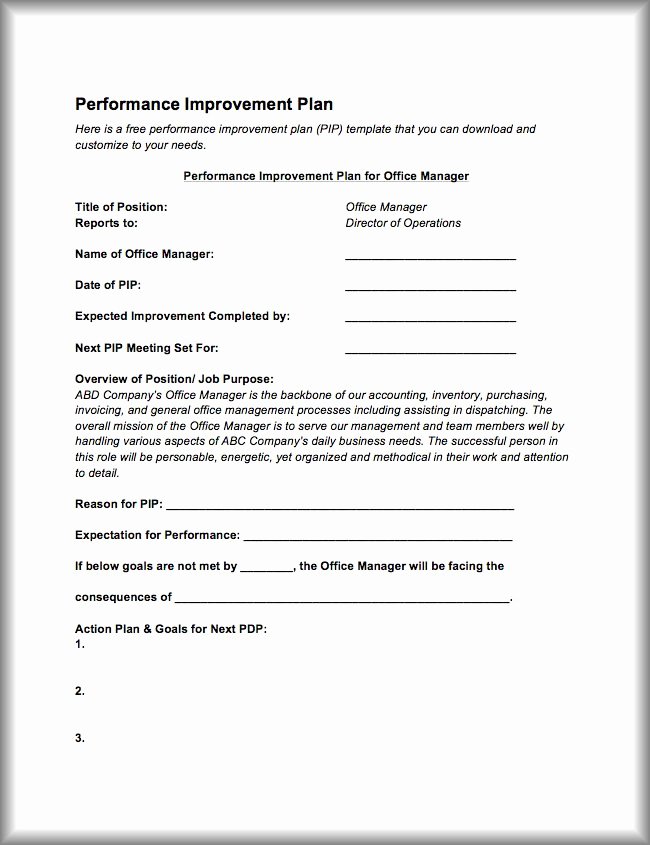 Performance Improvement Plan Template Word Unique Performance Improvement Plan Template &amp; Instructions