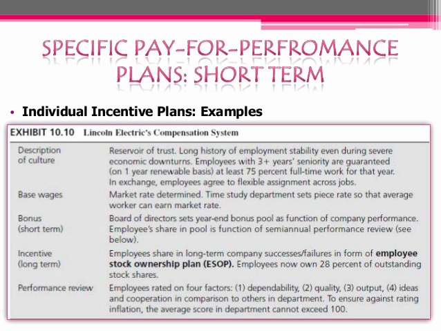 Performance Incentive Plan Template Luxury Pay for Performance Plan