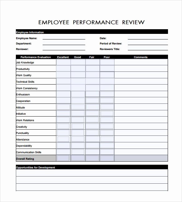 Performance Review form Template Best Of Sample Performance Review Template 7 Documents In Pdf