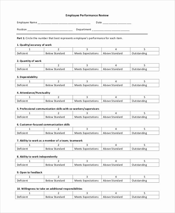 Performance Review form Template Luxury Sample Employee Review 7 Documents In Word Pdf