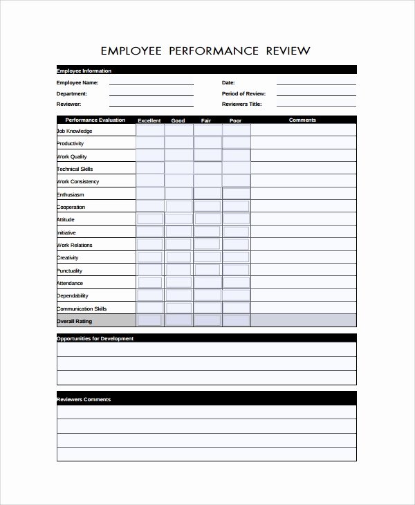 Performance Review Template Free Lovely Sample Performance Review form Template 7 Free