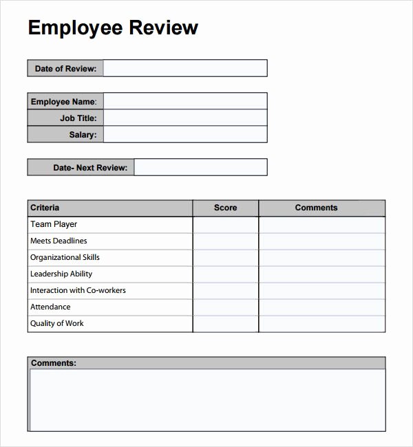 Performance Review Template Free Unique Free Employee Performance Review Template