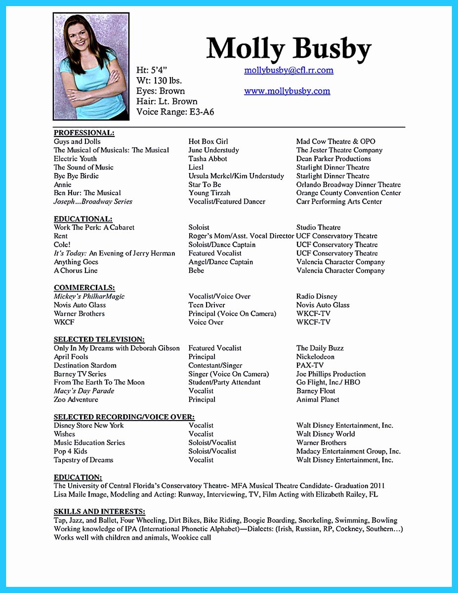 Performing Arts Resume Template Beautiful the Best and Impressive Dance Resume Examples Collections