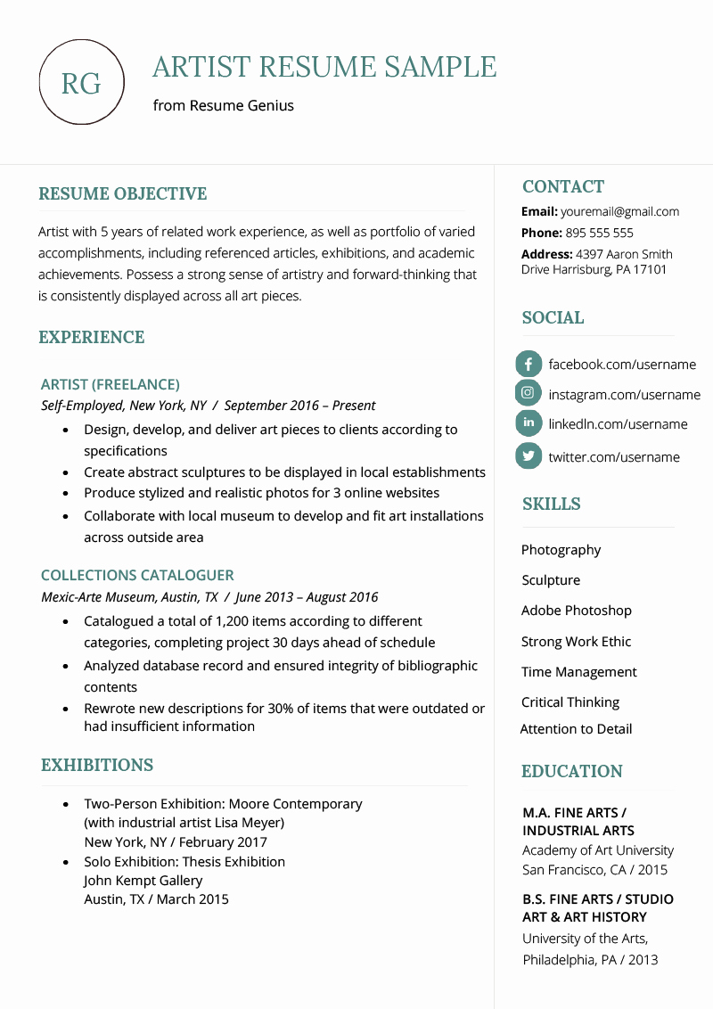 Performing Arts Resume Template Best Of Artist Resume Sample &amp; Writing Guide