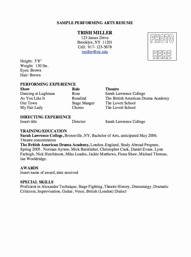 Performing Arts Resume Template Lovely Pin by Ririn Nazza On Free Resume Sample