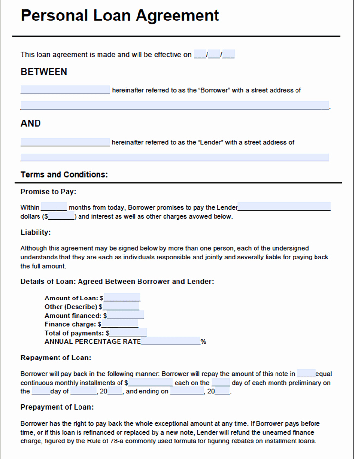 Personal Loan form Template Elegant 5 Sample Loan Agreement forms – Word Templates