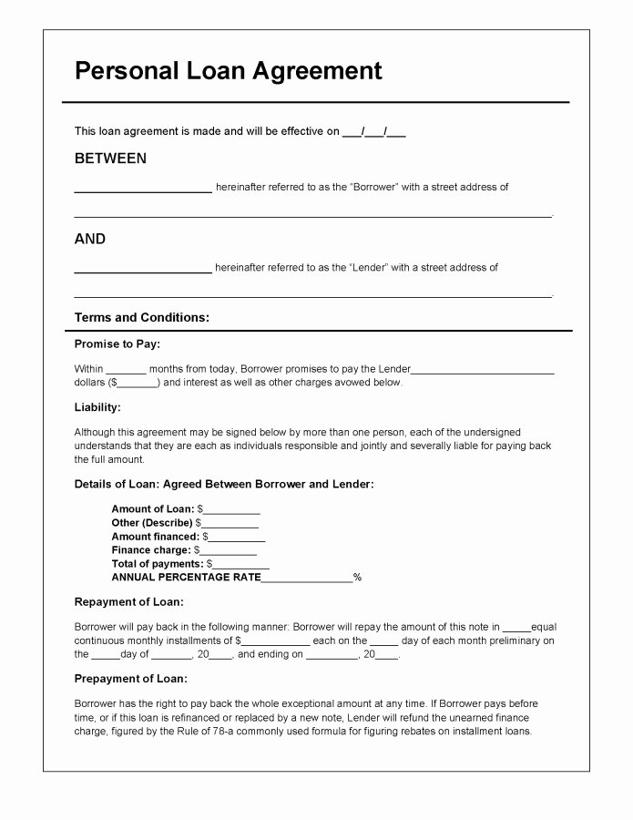 Personal Loan form Template Inspirational Download Personal Loan Agreement Template Pdf