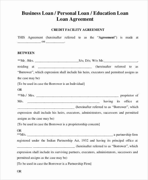 Personal Loan form Template New Personal Loan Agreement Template