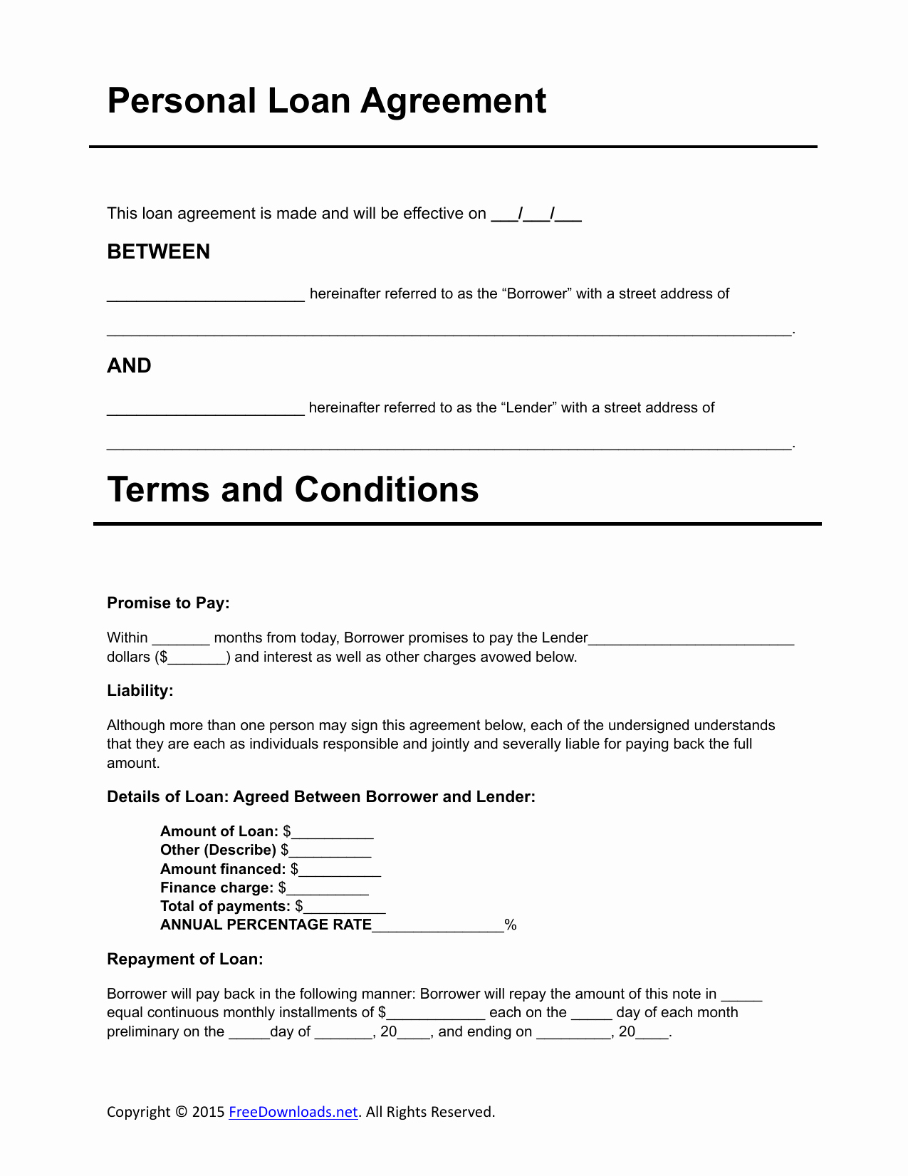 Personal Loan form Template Unique Download Personal Loan Agreement Template Pdf