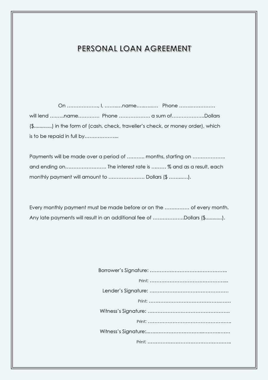 Personal Loan forms Template Elegant 40 Free Loan Agreement Templates [word &amp; Pdf] Template Lab