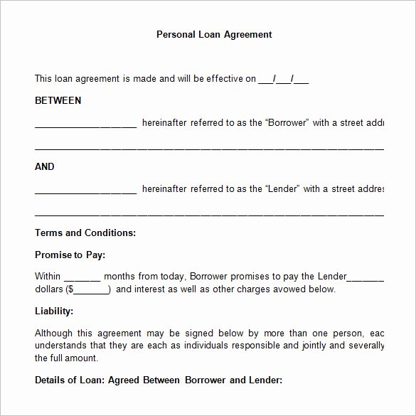 Personal Loan forms Template Inspirational Loan Contract Template – 20 Examples In Word Pdf