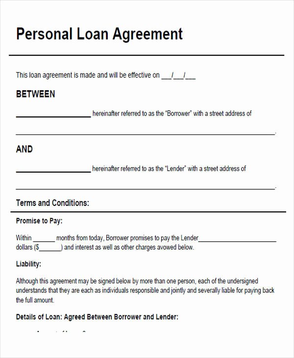 Personal Loan forms Template Lovely 43 Simple Agreement forms