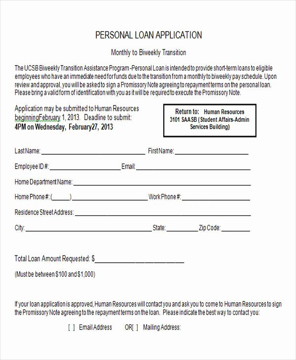 Personal Loan forms Template New 43 Sample Application form Templates In Doc