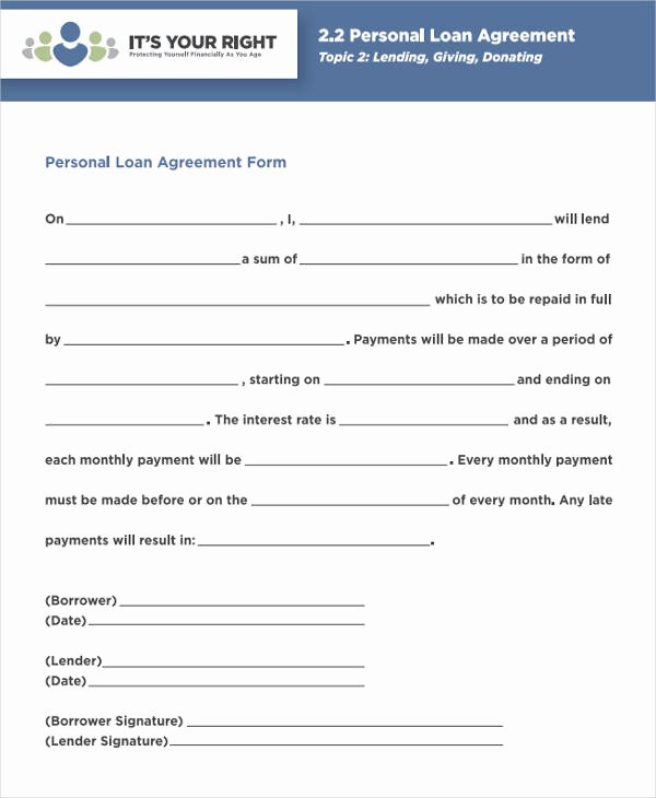 Personal Loan forms Template New 44 Agreement form Samples Word Pdf