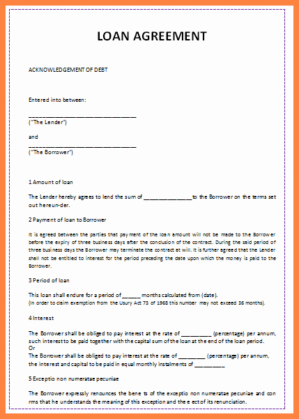 Personal Loan forms Template New 6 Sample Personal Loan Agreement Template