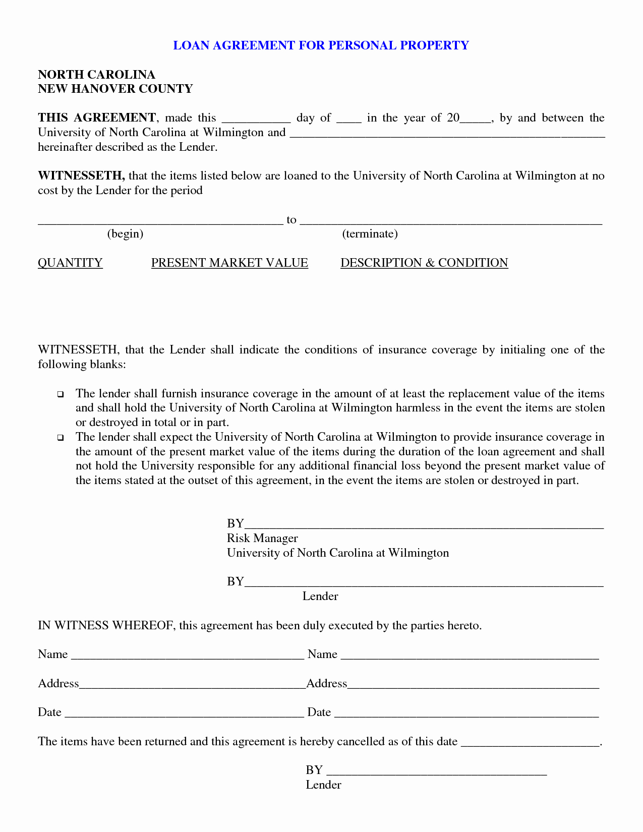 Personal Loan forms Template New Free Printable Personal Loan Contract form Generic