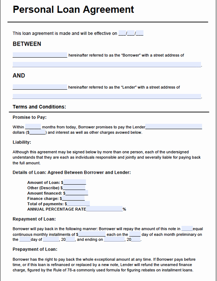 Personal Loan forms Template New Private Loan Agreement Template Free Private Loan