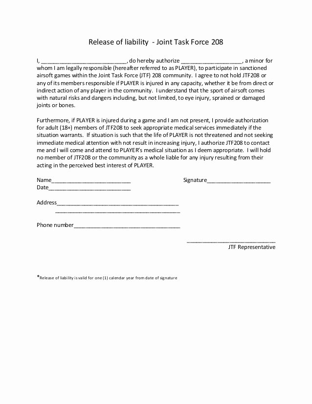 Personal Trainer Waiver form Template Awesome Release Of Liability