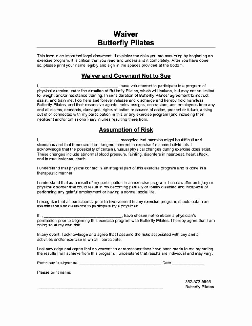 waiver form template