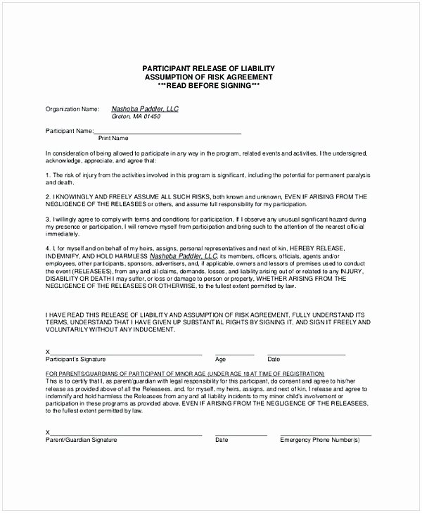 Personal Trainer Waiver form Template Elegant Personal Trainer Liability Waiver