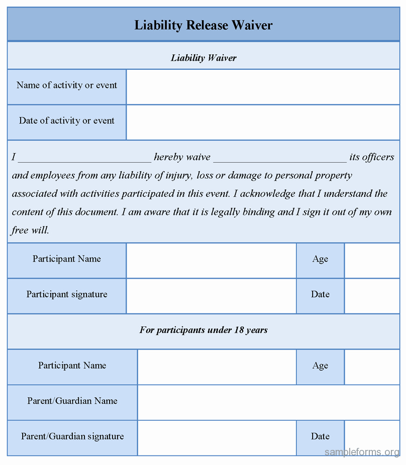 Personal Trainer Waiver form Template Luxury Free Printable Liability Release form Template form Generic