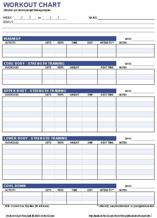 Personal Trainer Workout Plan Template Awesome Free Workout Chart Template Fitness