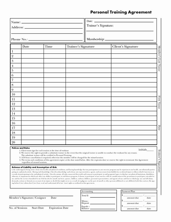 Personal Trainer Workout Plan Template Awesome Personal Trainer form Sample forms