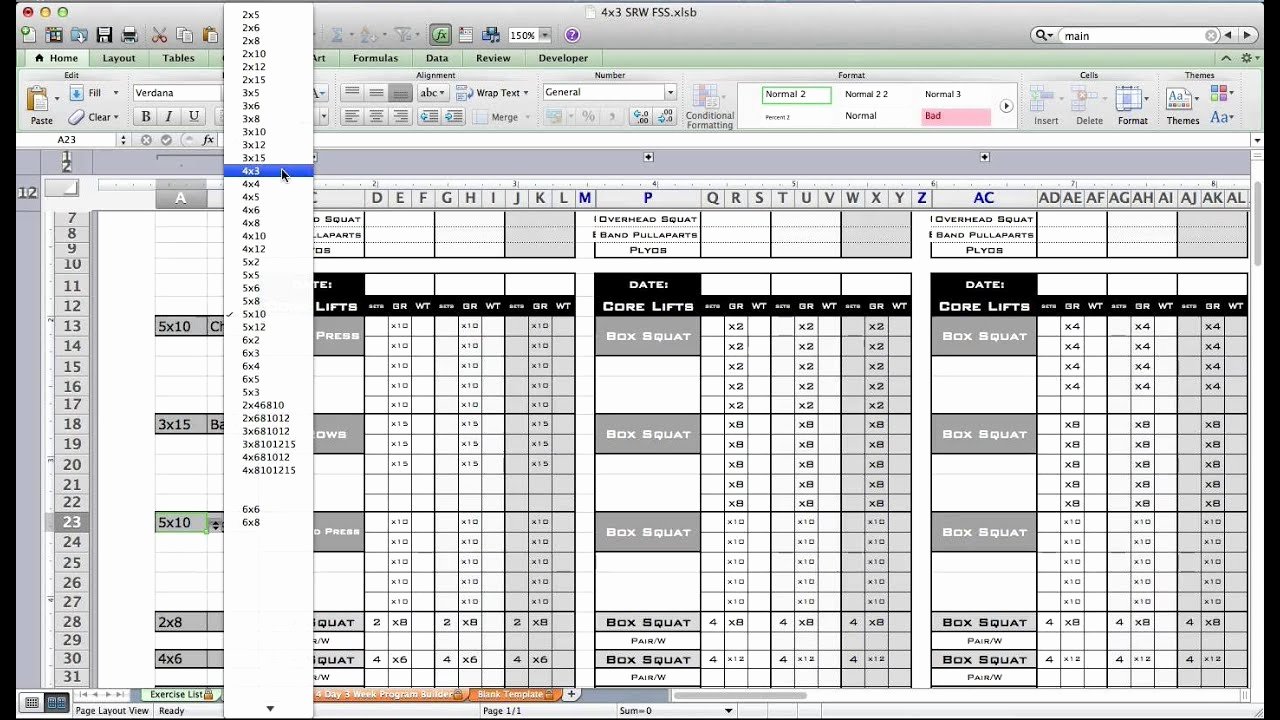 Personal Trainer Workout Plan Template Beautiful Pt Fitness Excel Workout Template From Excel Training