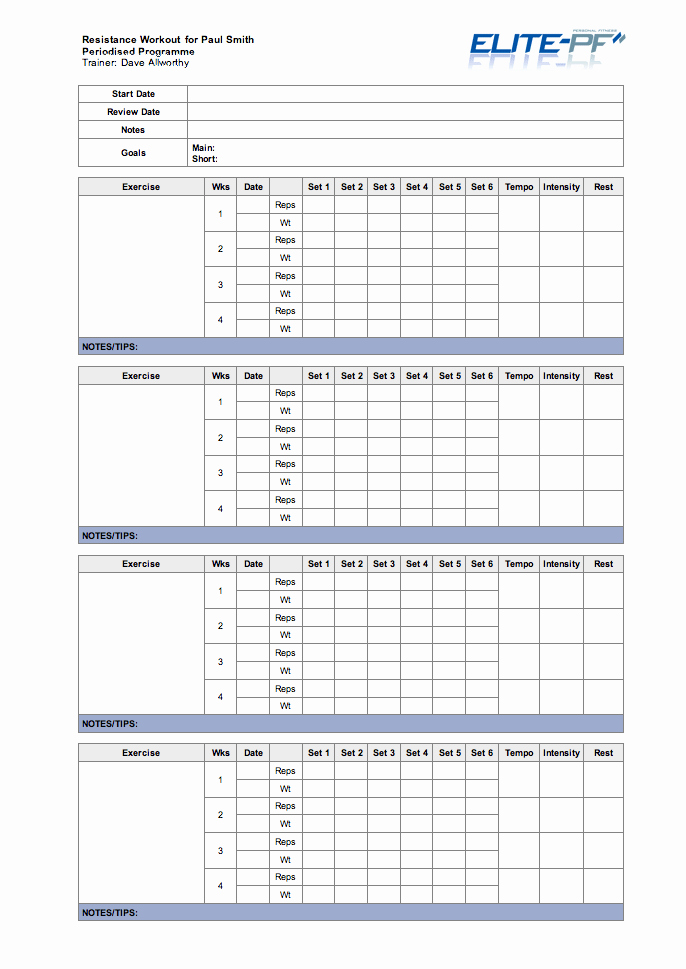 Personal Trainer Workout Plan Template Elegant 29 Of Personal Trainer assessment Template