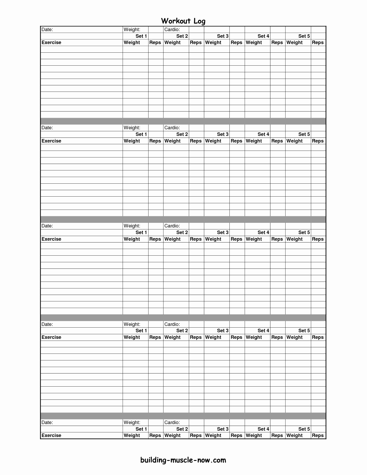 Personal Trainer Workout Plan Template Unique Printable Exercise Log