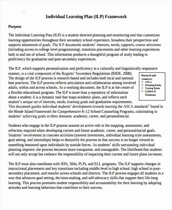 Personalized Learning Plans Template Elegant Learning Plan Template 10 Free Samples Examples format