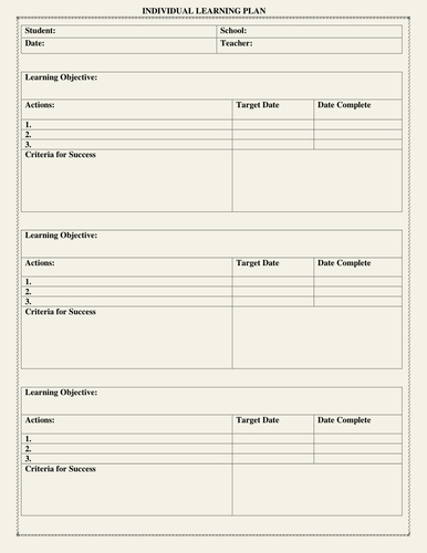 Personalized Learning Plans Template Inspirational Individual Learning Plan Template by Moedonnelly