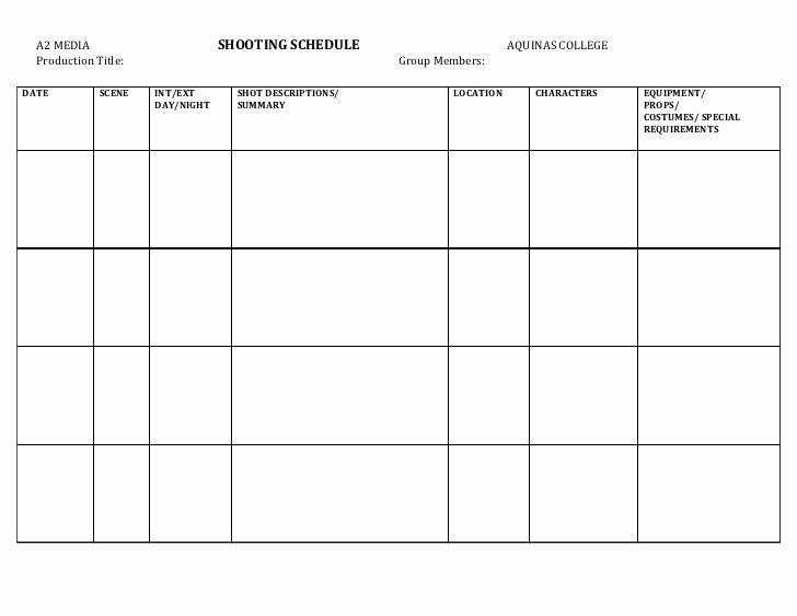 Photo Shoot Schedule Template Best Of Shooting Schedule Template